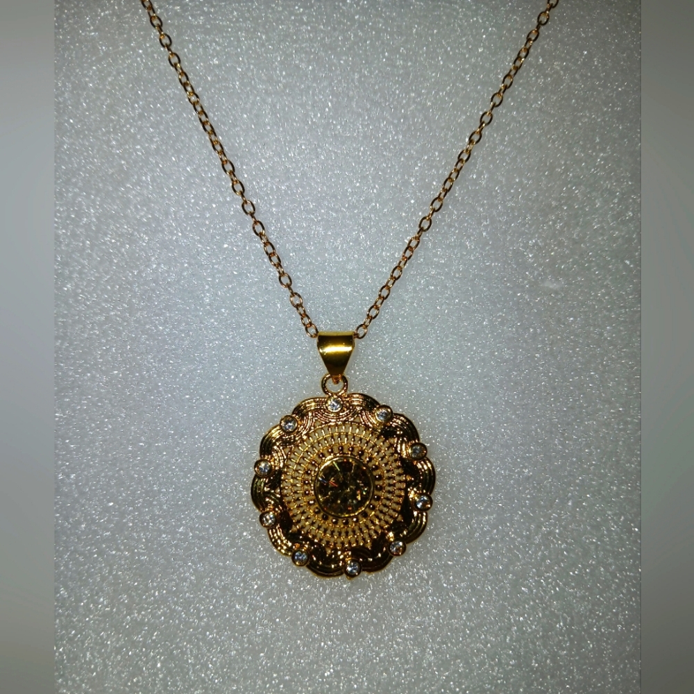 4.38  CT Champagne Diamond Pendant with 14k Gold Rope Chain